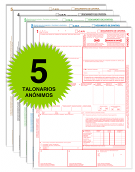 Pack 5 Talonnaires CMR Transport International - Autocopiatifs 4 Copies Numérotées Rouge Bleu Vert Noir